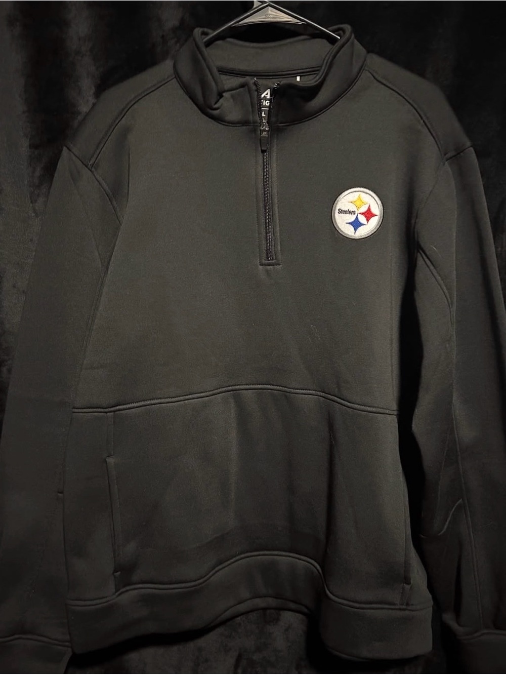 Men's Pittsburgh Steelers Black Quarter-Zip Pullover Sweatshirt